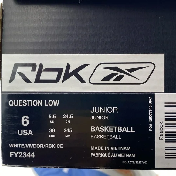 reebok question low allen iverson white orange FX4999 brand new size 6 Junior - Picture 6 of 6